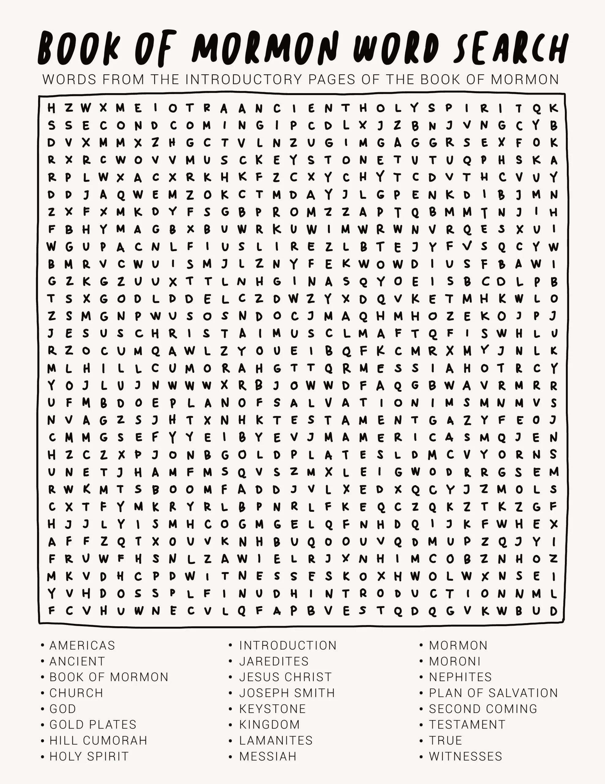 Book Of Mormon Word Search Latter Day Baby