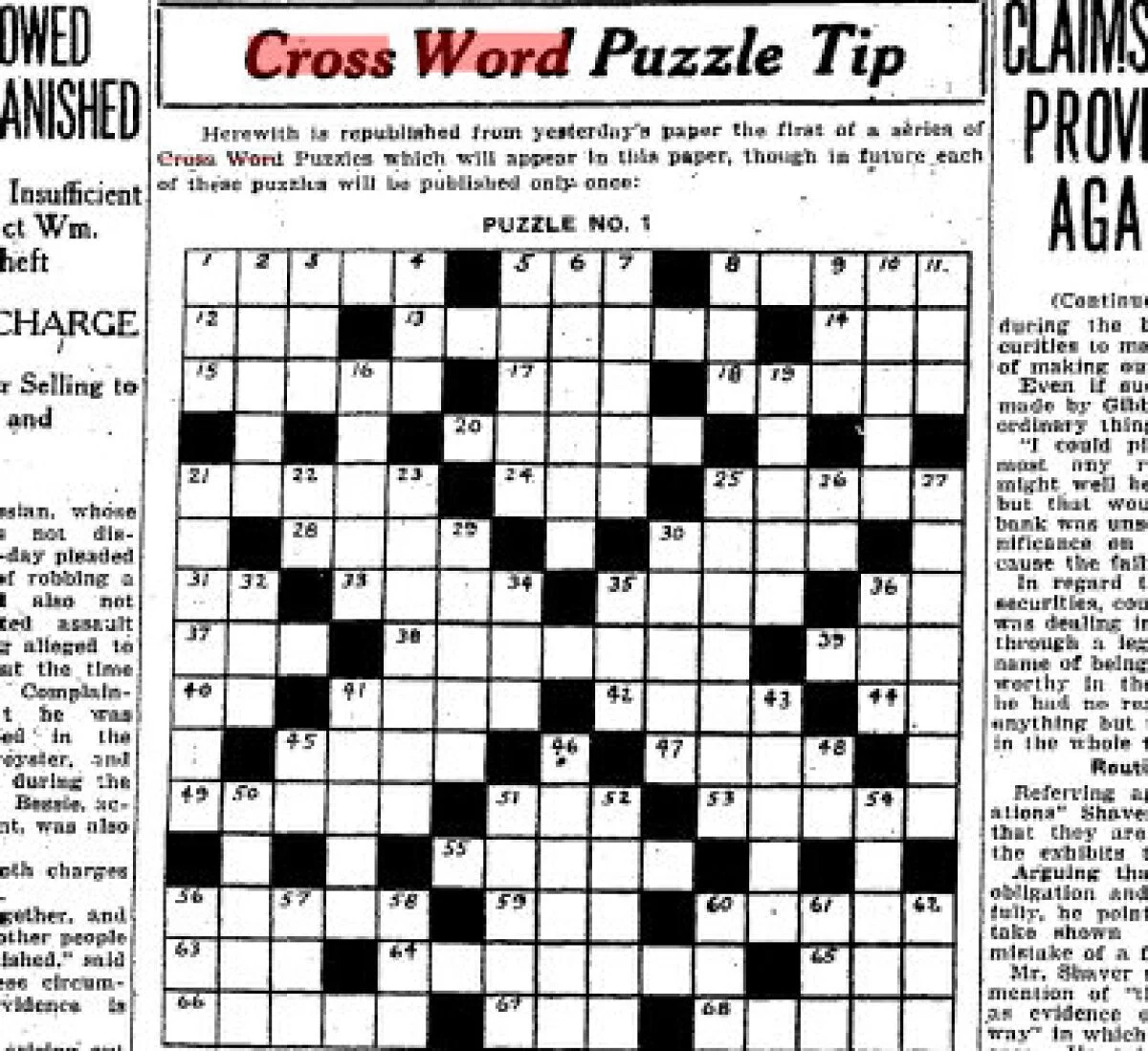 Can You Solve The Star s First Ever Crossword Puzzle From 1924