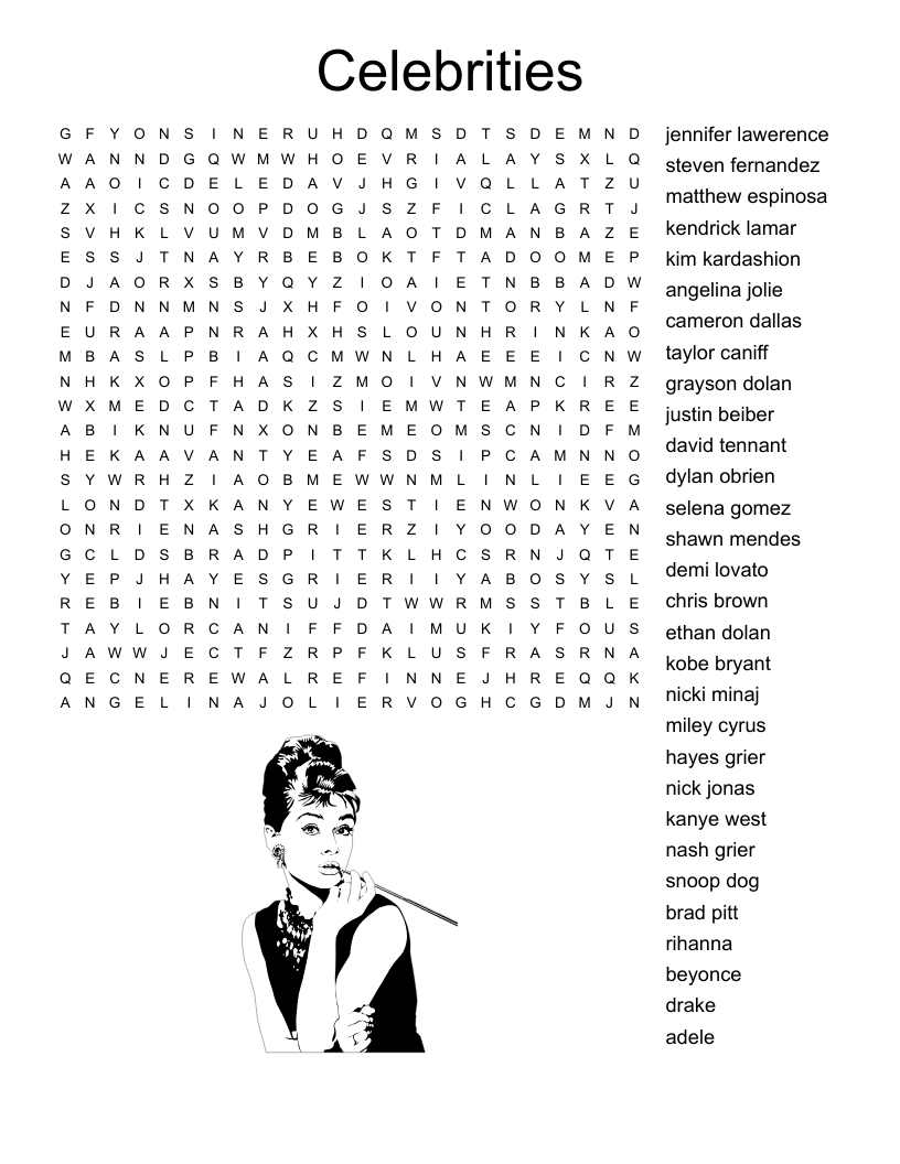 Celebrities Crossword WordMint