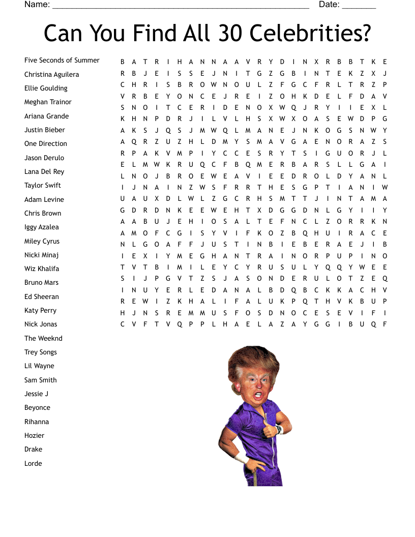 Celebrities Crossword WordMint