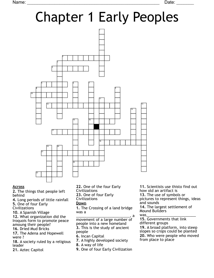 Chapter 1 Early Peoples Crossword WordMint