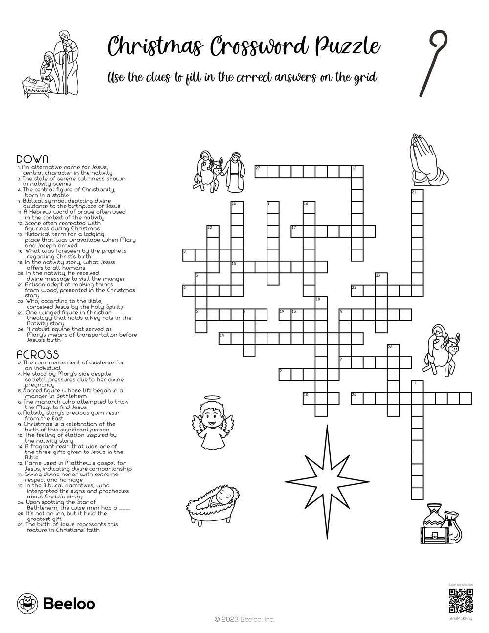 Christmas Crossword Puzzle Beeloo Printable Crafts And Activities For Kids