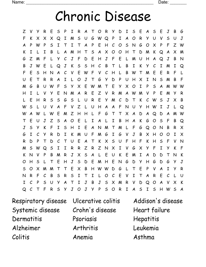 Chronic Disease Word Search WordMint