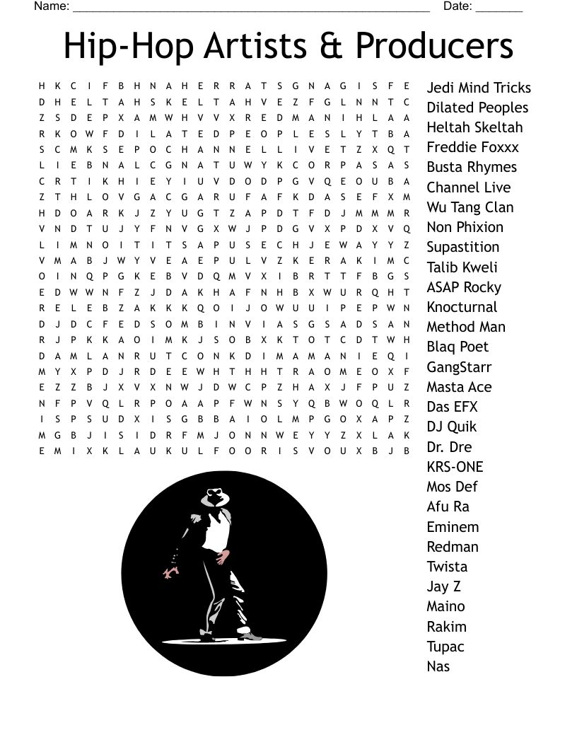 Classic Hip Hop Crossword WordMint