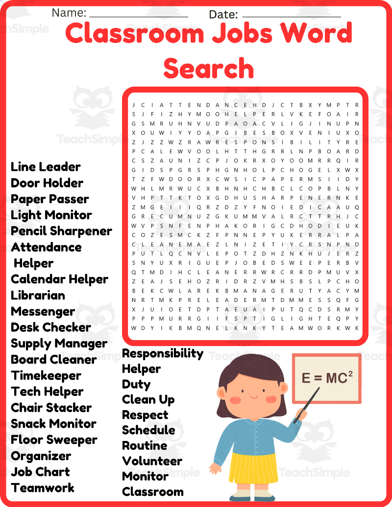 Classroom Rules Word Search Puzzle Worksheet Activities By Teach Simple