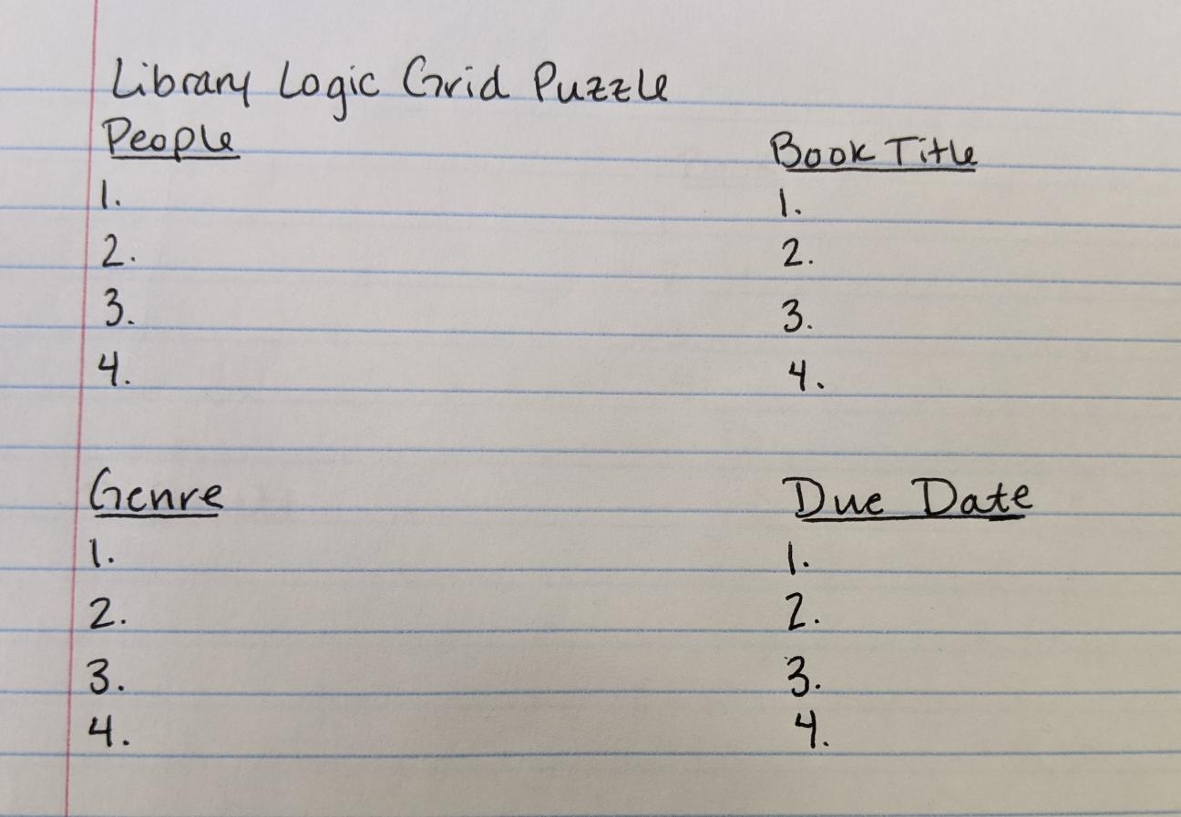 Create Your Own Logic Grid Puzzle Alachua County Library District