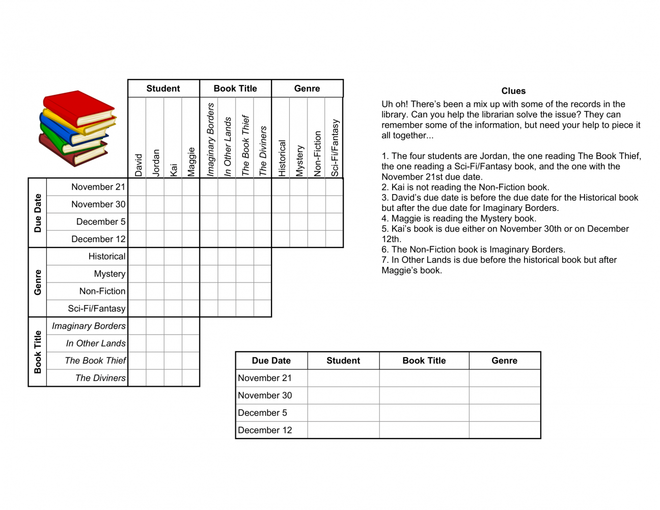 Create Your Own Logic Grid Puzzle Alachua County Library District