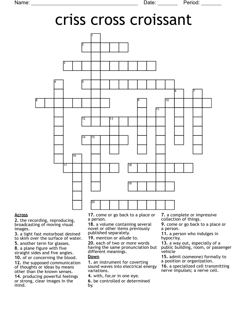 Criss Cross Croissant Crossword WordMint