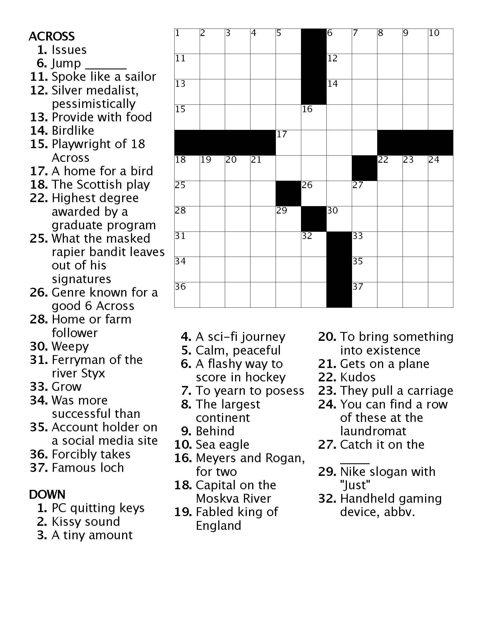 Crossword 1 Ann Arbor District Library