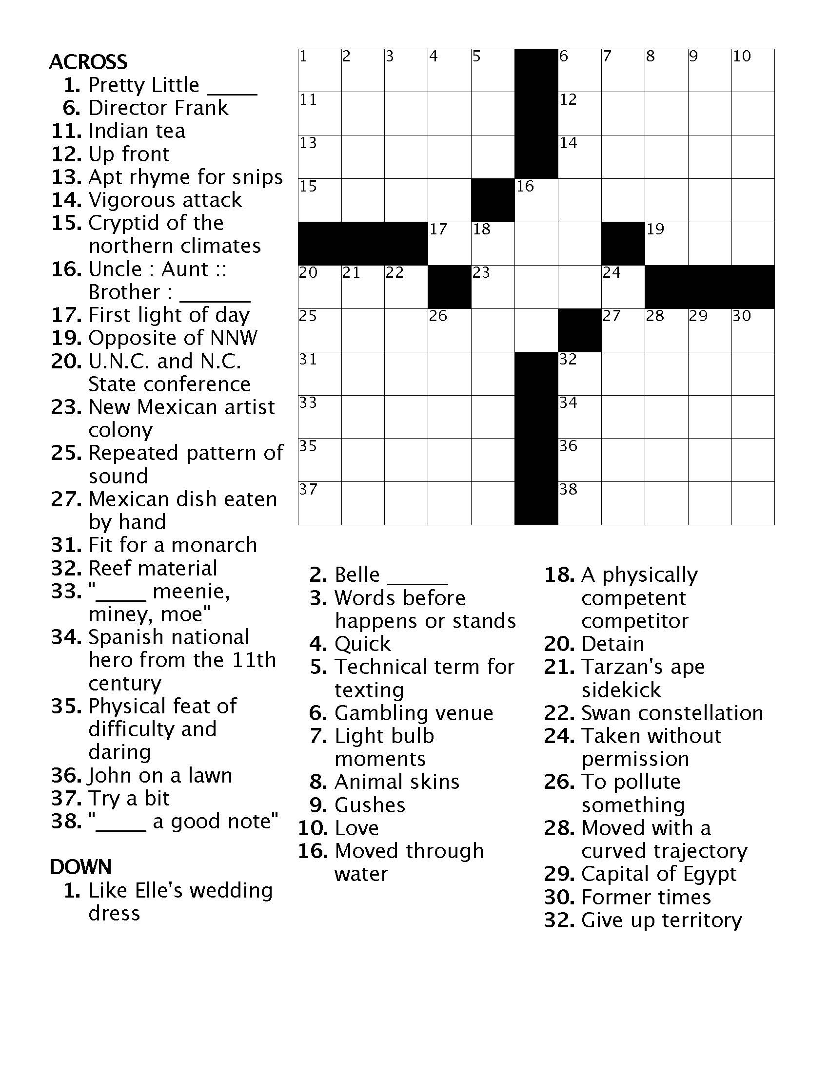 Crossword 4 Ann Arbor District Library