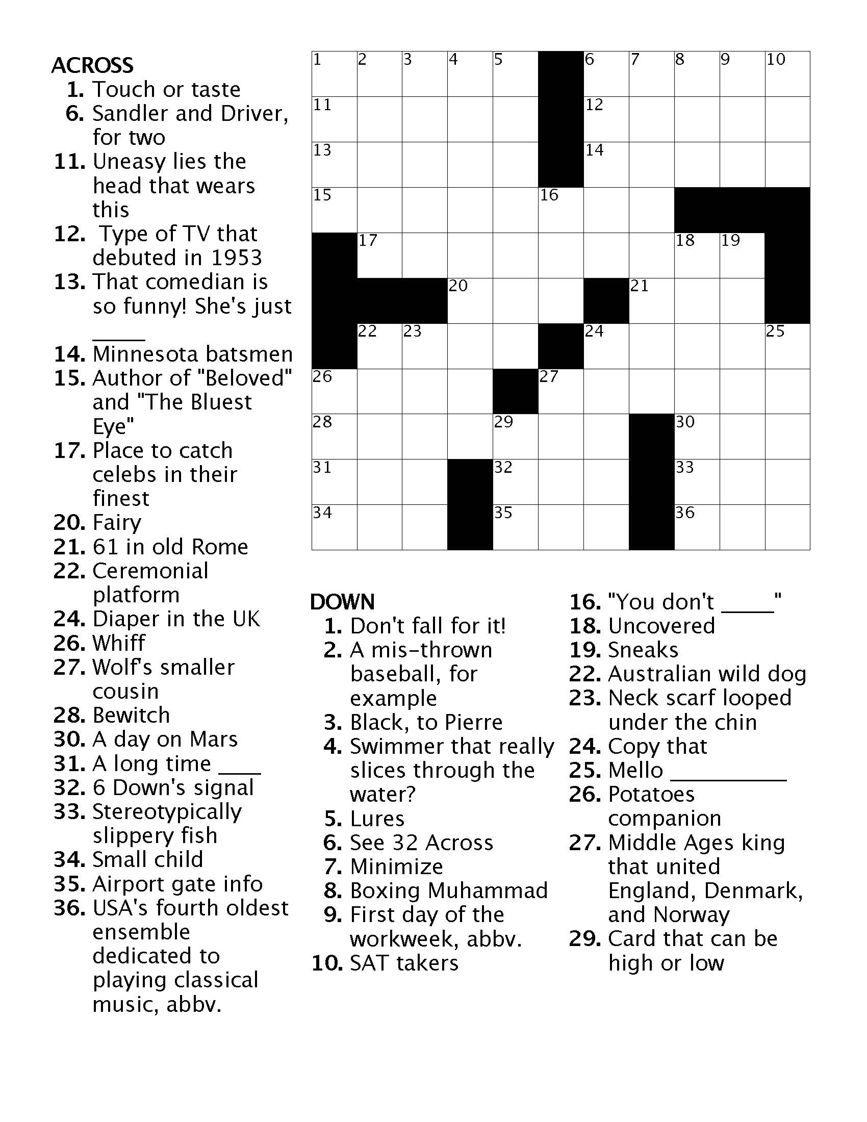Crossword 9 Ann Arbor District Library