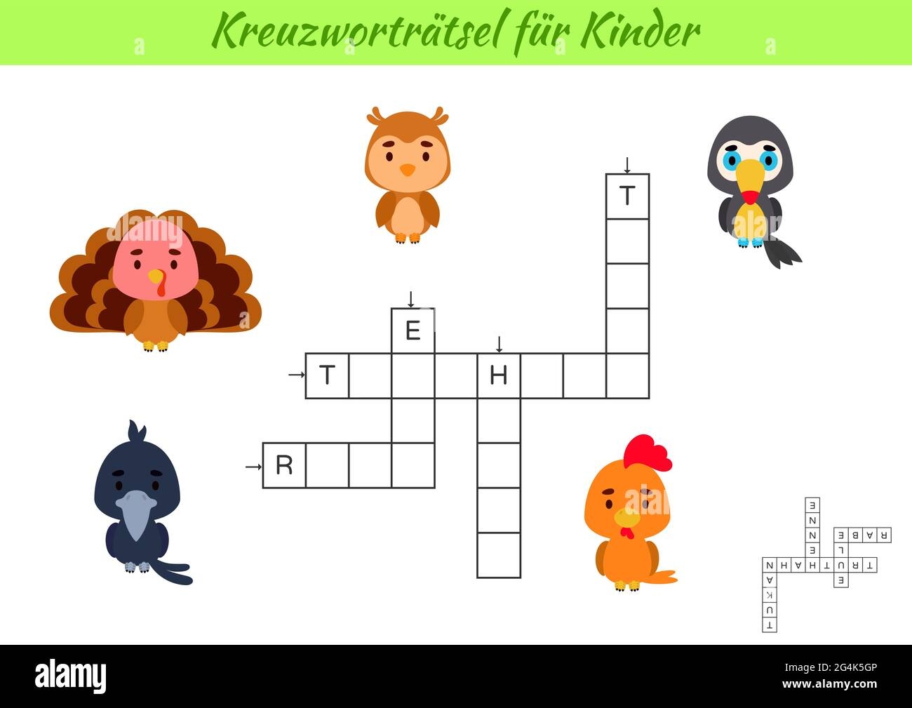 Crossword For Kids In German With Pictures Of Birds Educational Game For Study German Language And Words Children Activity Printable Worksheet Incl Stock Vector Image Art Alamy