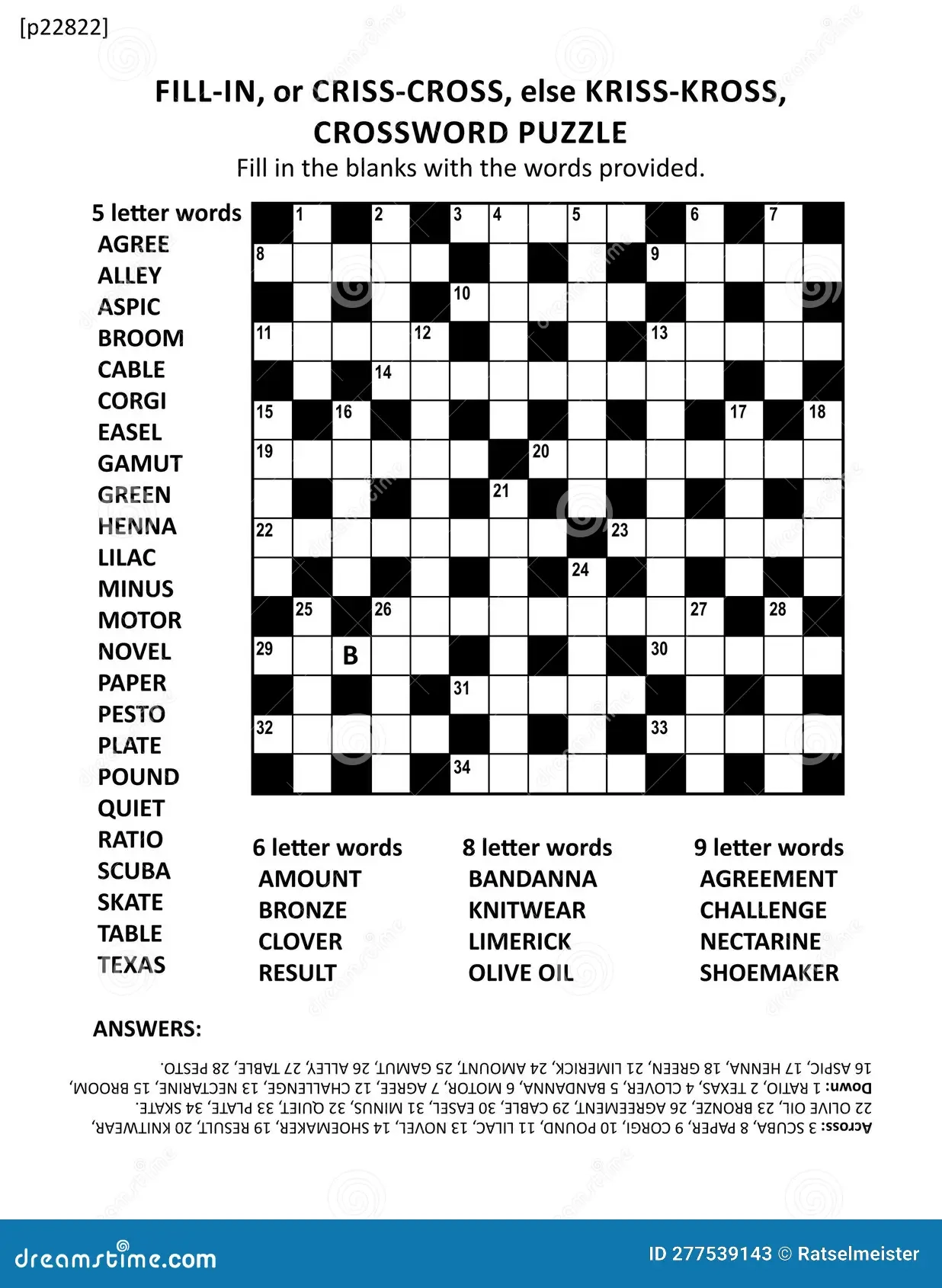 Crossword Puzzle Game Of 15x15 Size Grid Large Print Quick Style Criss coss or Fill in Else Kriss kross Stock Vector Illustration Of Words Family 277539143