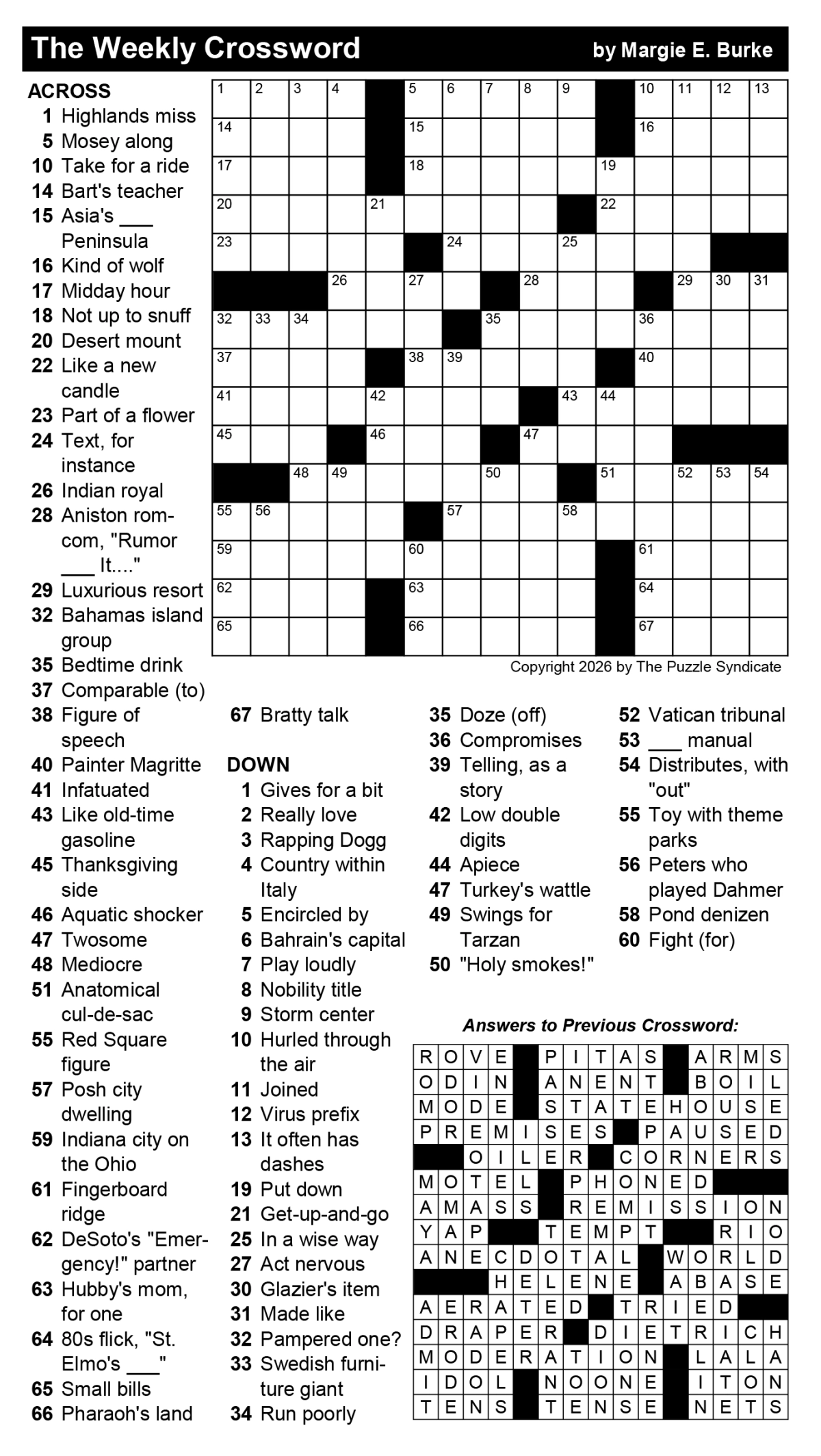 Crossword Puzzle The Austin Chronicle