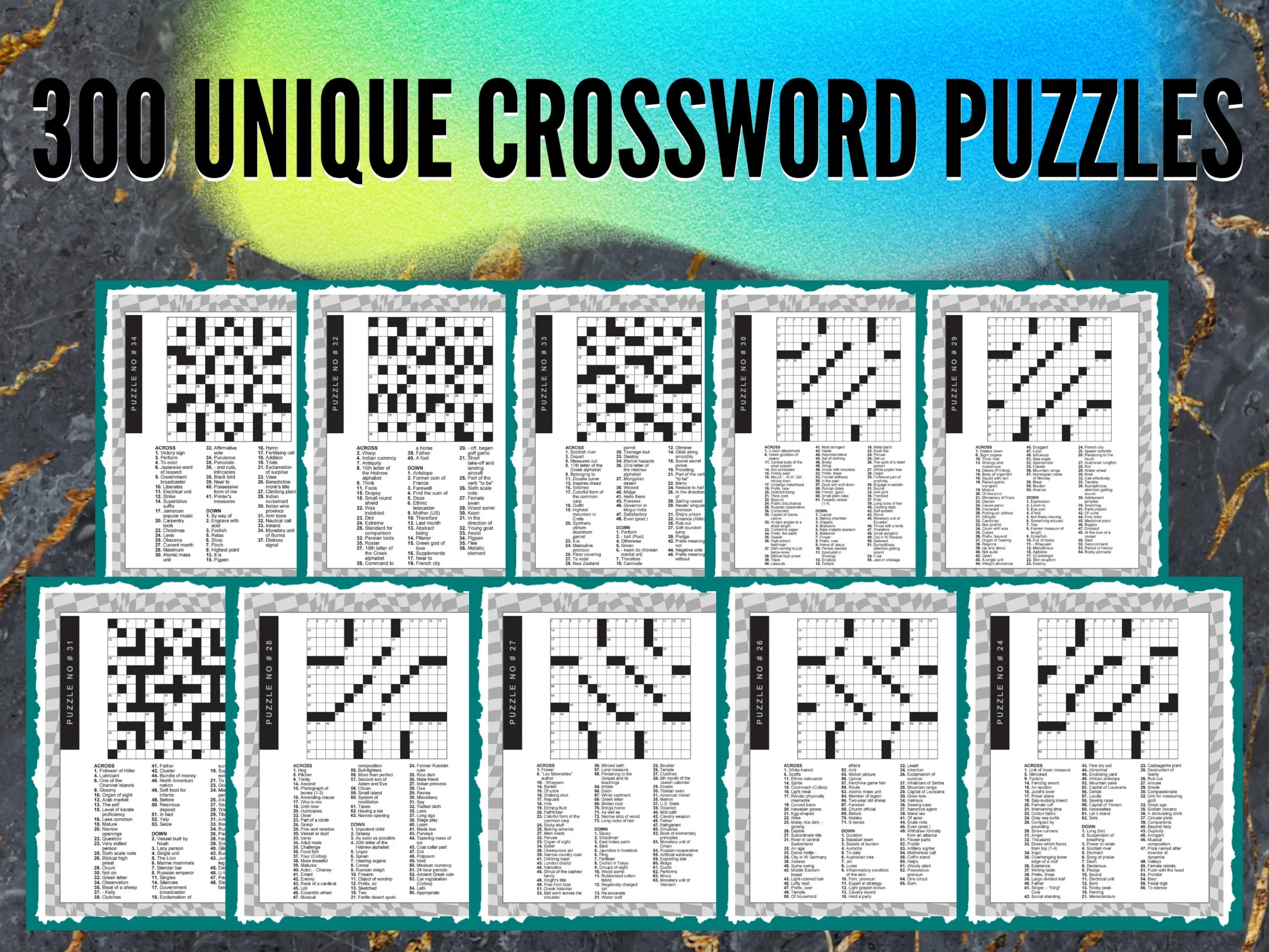 Crossword Puzzles Book For Adults Fun Activities For Seniors Digital Download Printable Game Instant Downloadable Party Games Etsy