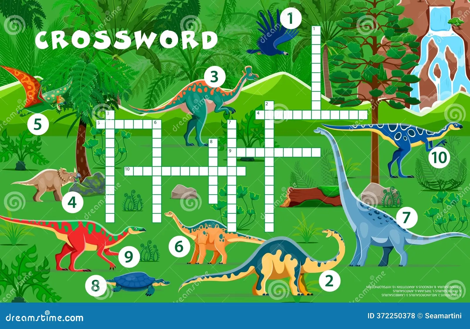 Crossword Quiz Game Grid Of Prehistoric Dinosaurs Stock Photo Image Of Crossword Lambeosaurus 372250378