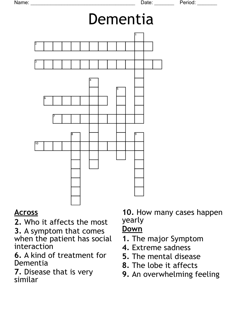 Dementia Crossword WordMint Dementia Crossword WordMint