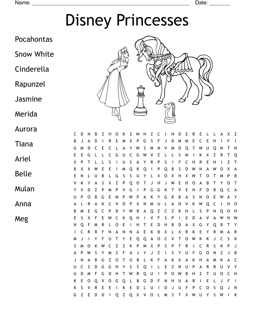 Disney Characters Puzzle Word Search WordMint