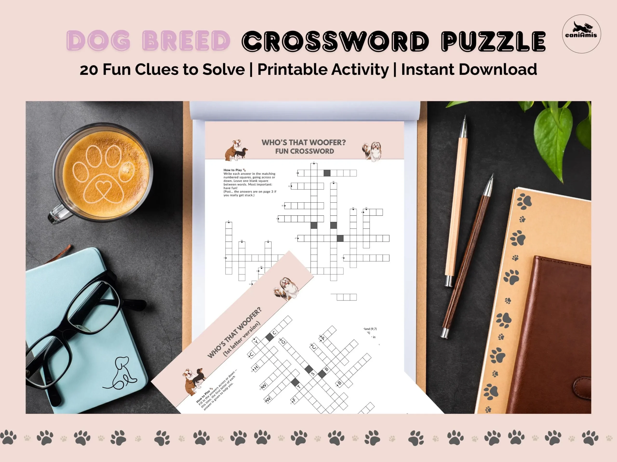 Dog Breed Crossword Puzzle Printable Activity 20 Fun Clues To Solve Instant Download PDF Etsy
