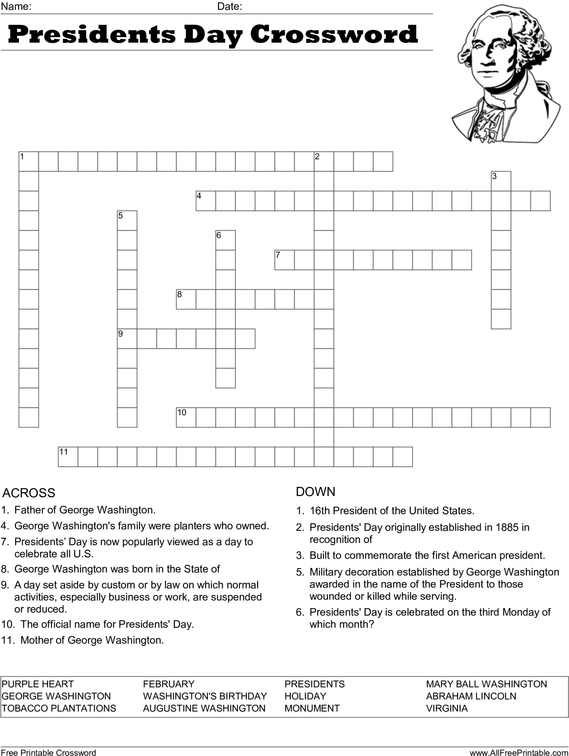 Download HD Us Presidents Day Crossword Puzzle Main Image Presidents Day Crossword Puzzle Transparent PNG Image NicePNG