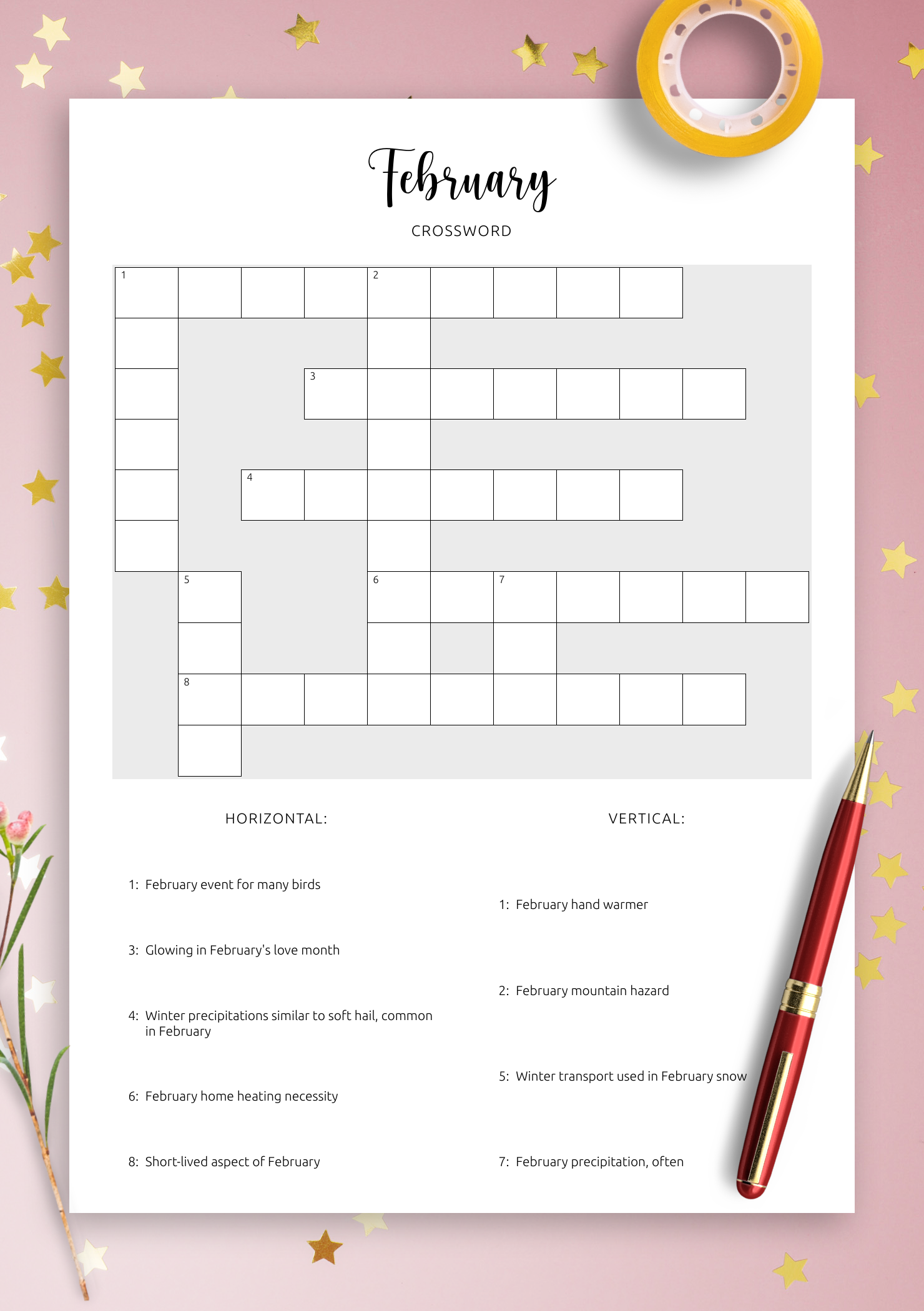 Download Printable February Crossword PDF Puzzle Love And Legacy