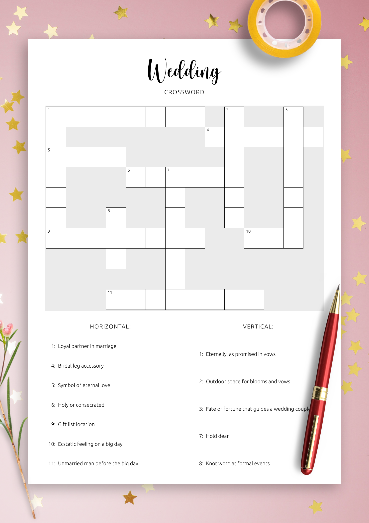 Download Printable Wedding Crossword Puzzle PDF Love And Matrimony