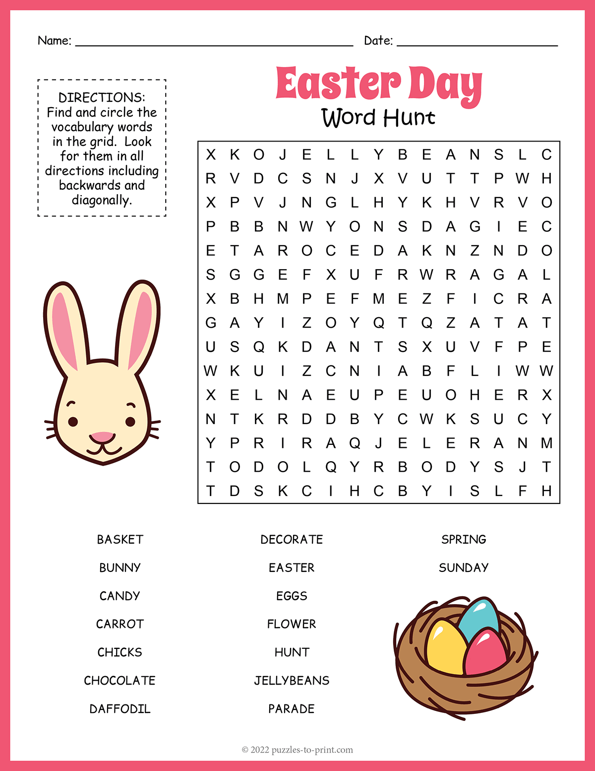 Easter Word Search Easter Word Search