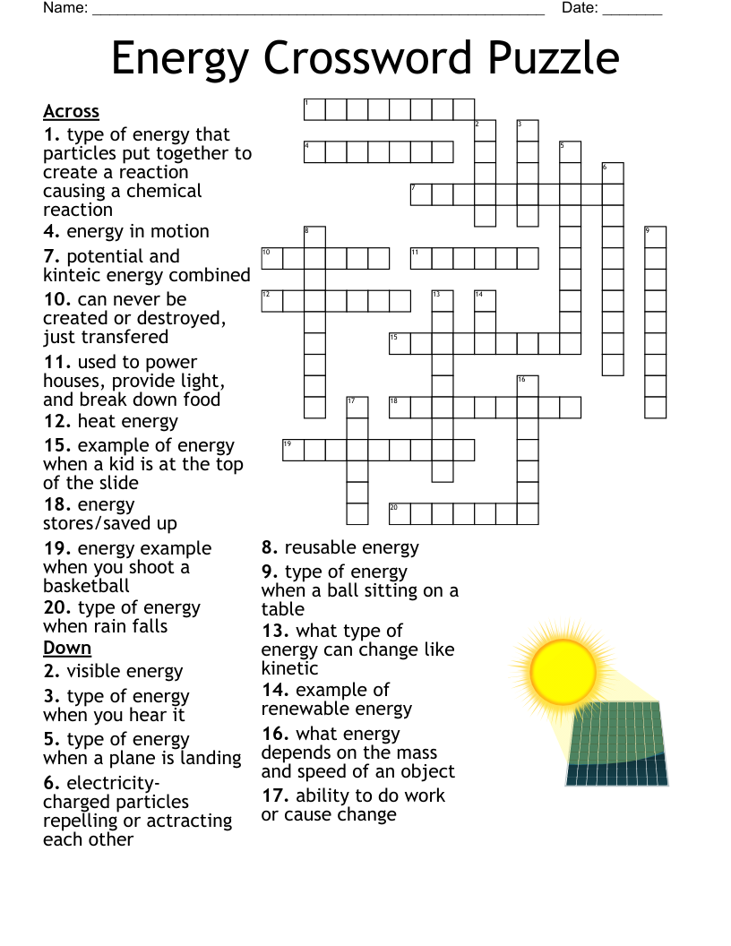Energy Crossword Puzzle WordMint Energy Crossword Puzzle WordMint