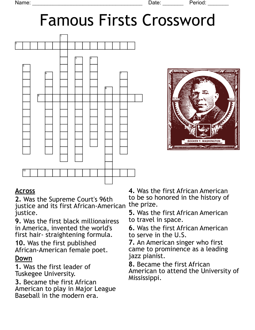 Famous Firsts Crossword WordMint