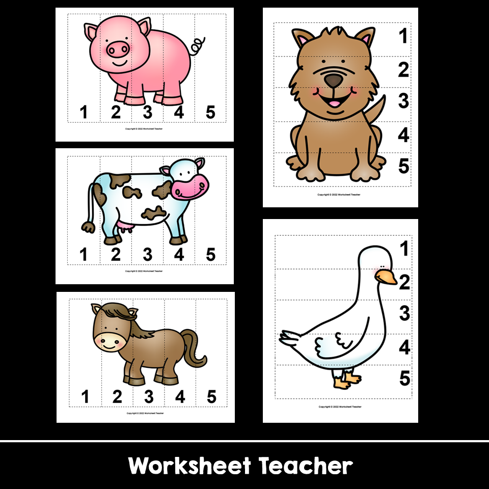 Farm Animals Number Sequence Picture Puzzles Classful