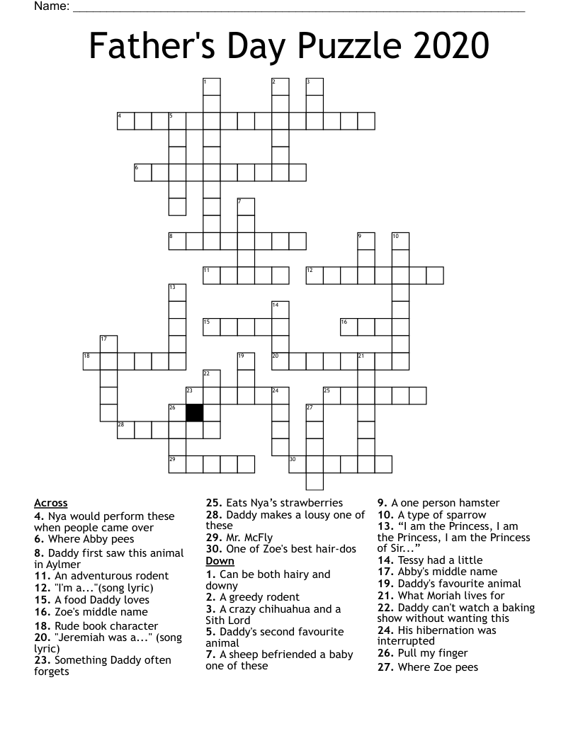 Father s Day Puzzle 2020 Crossword WordMint