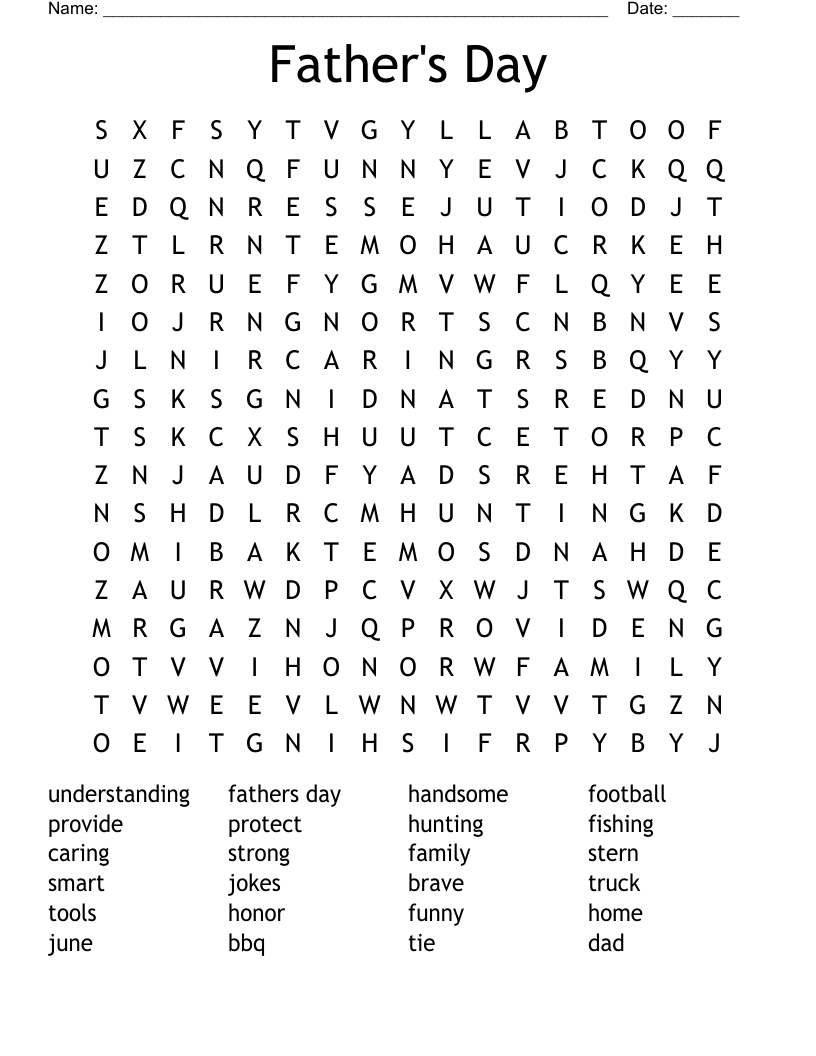 Father s Day Word Search WordMint