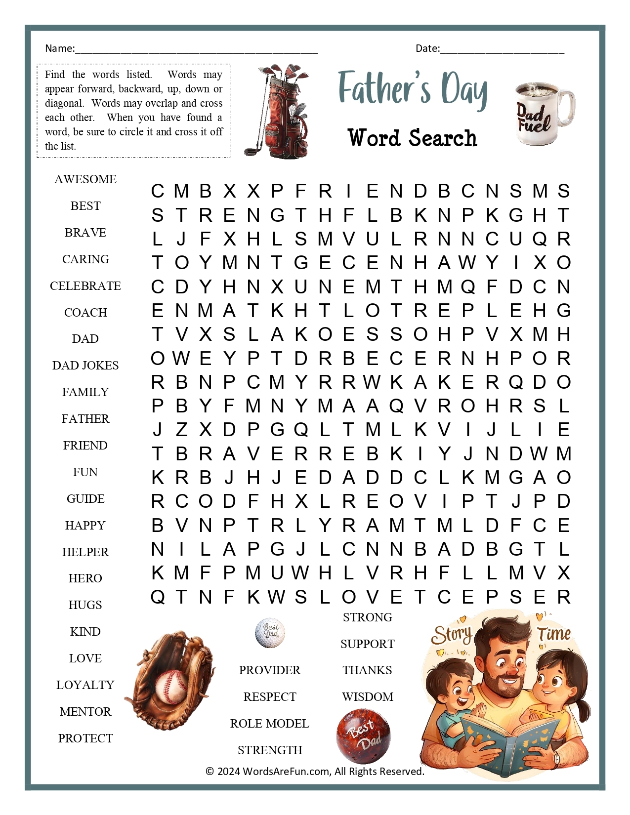 Father s Day Word Search