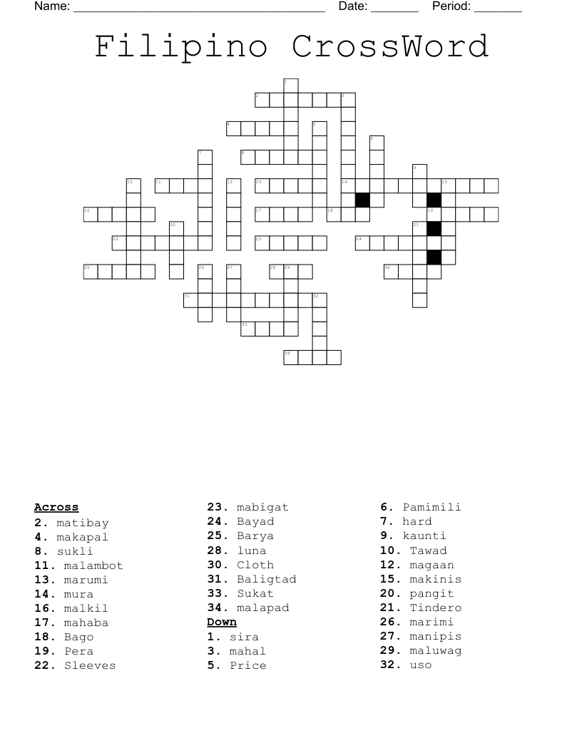 Filipino CrossWord WordMint Filipino CrossWord WordMint