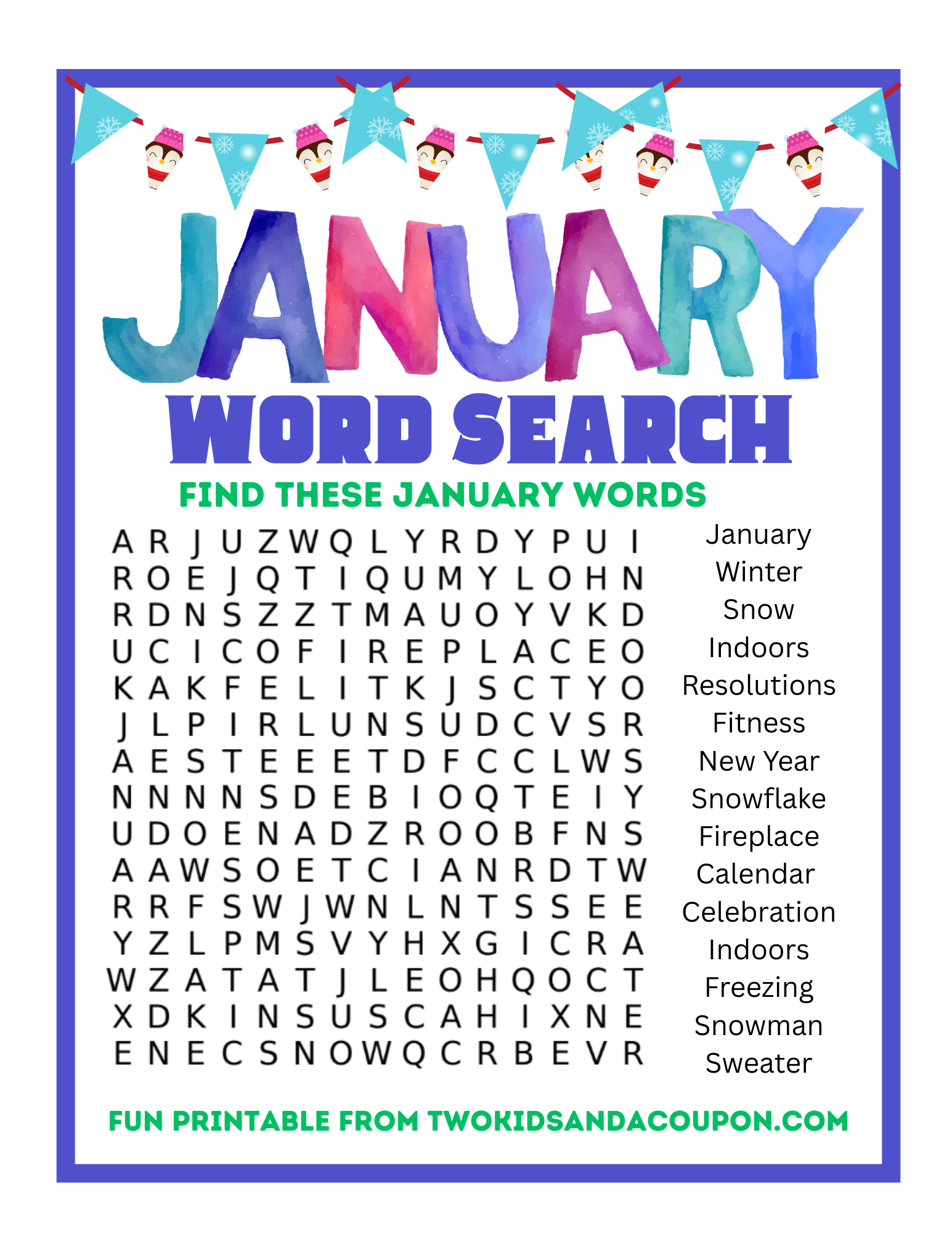 Find Your Chill A Free Printable January Word Search