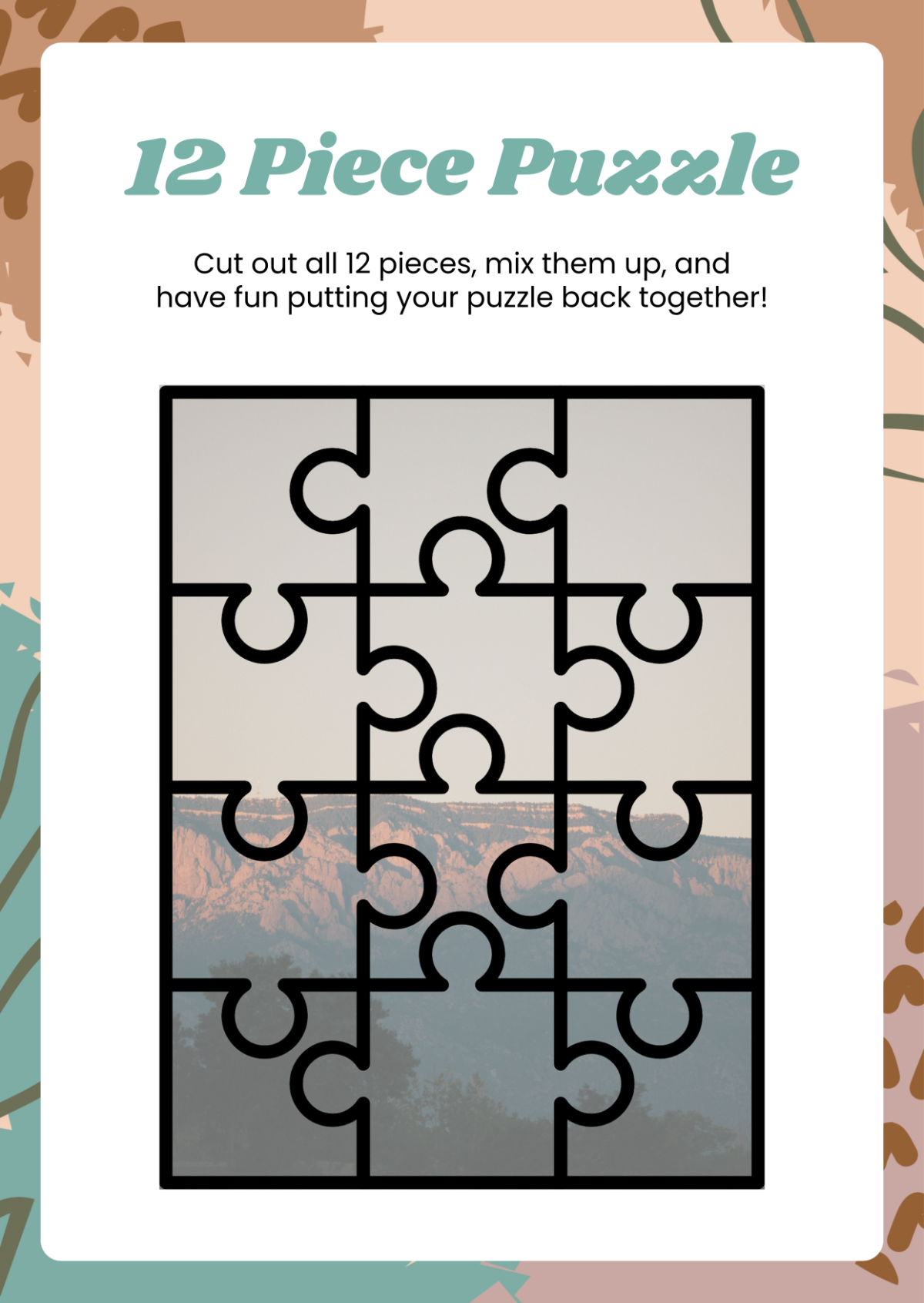 Free 12 Piece Puzzle Template To Edit Online