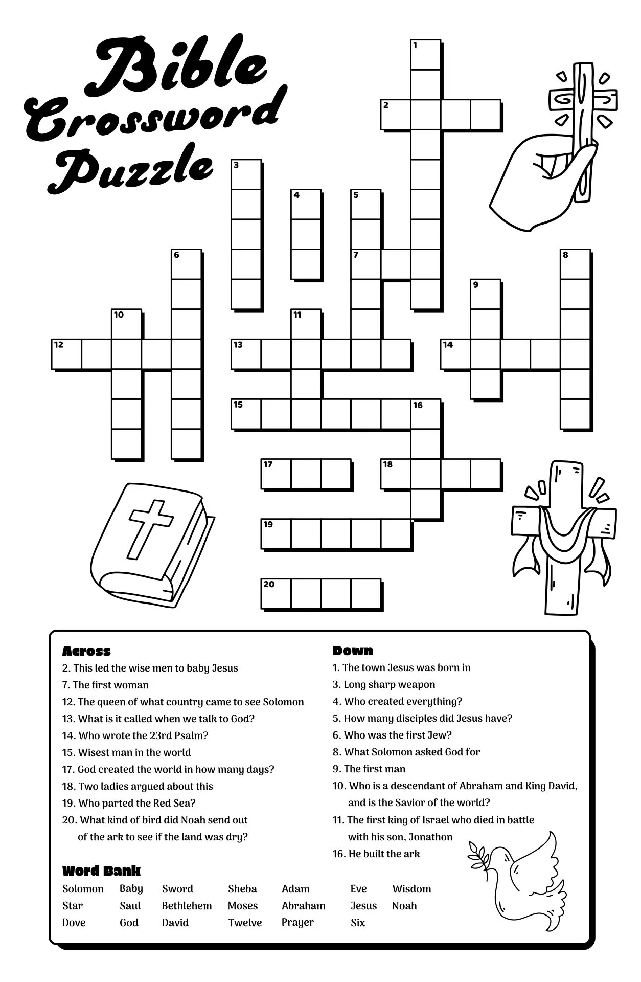 Free Bible Crosswords Printable Printable Study Planner