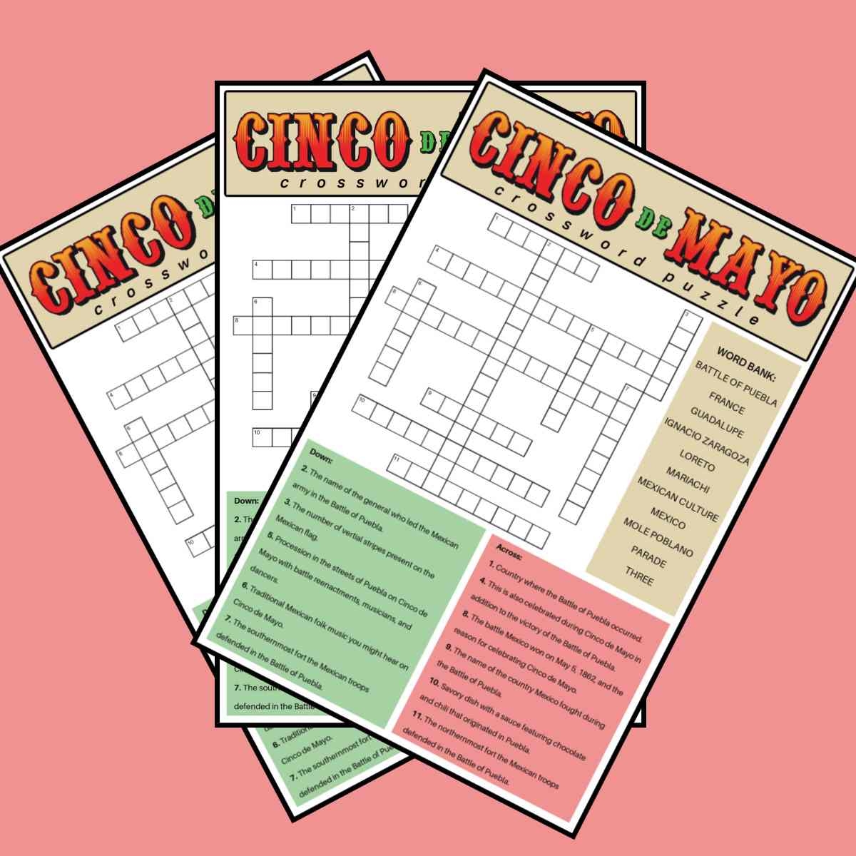 Free Cinco De Mayo Crossword Puzzles 2 Versions With Answers