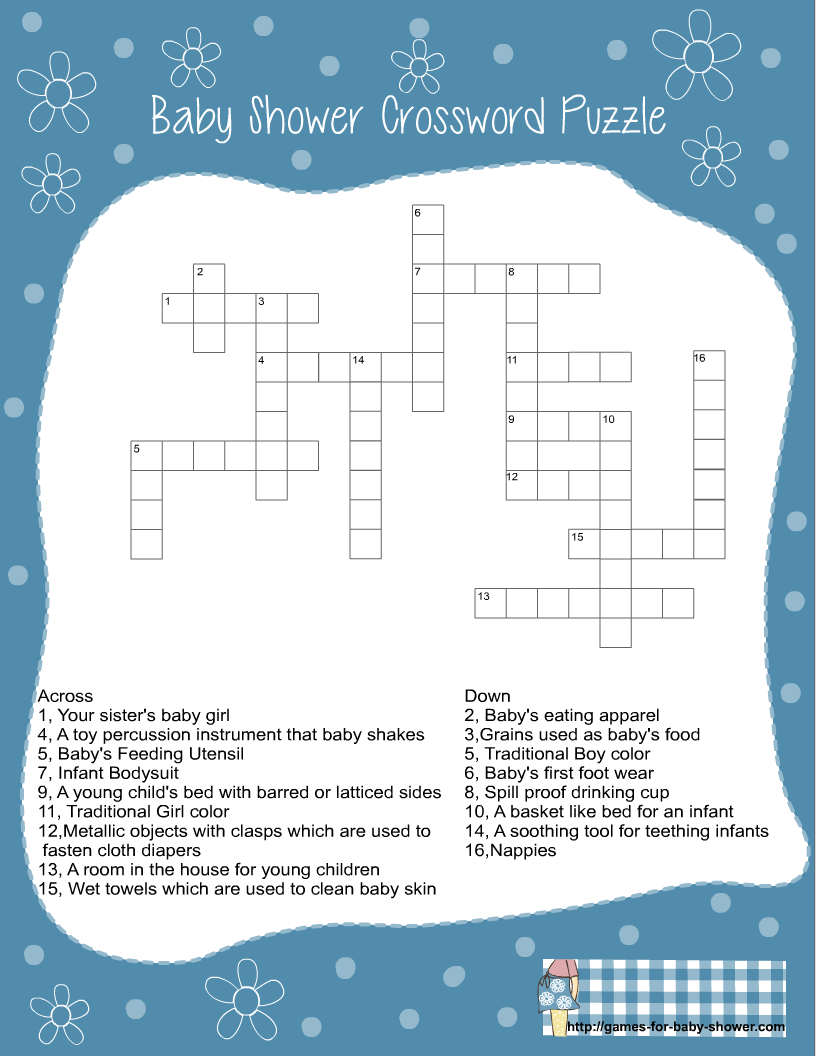 Free Printable Baby Shower Crossword Puzzle Game Free Printable Baby Shower Crossword Puzzle Game