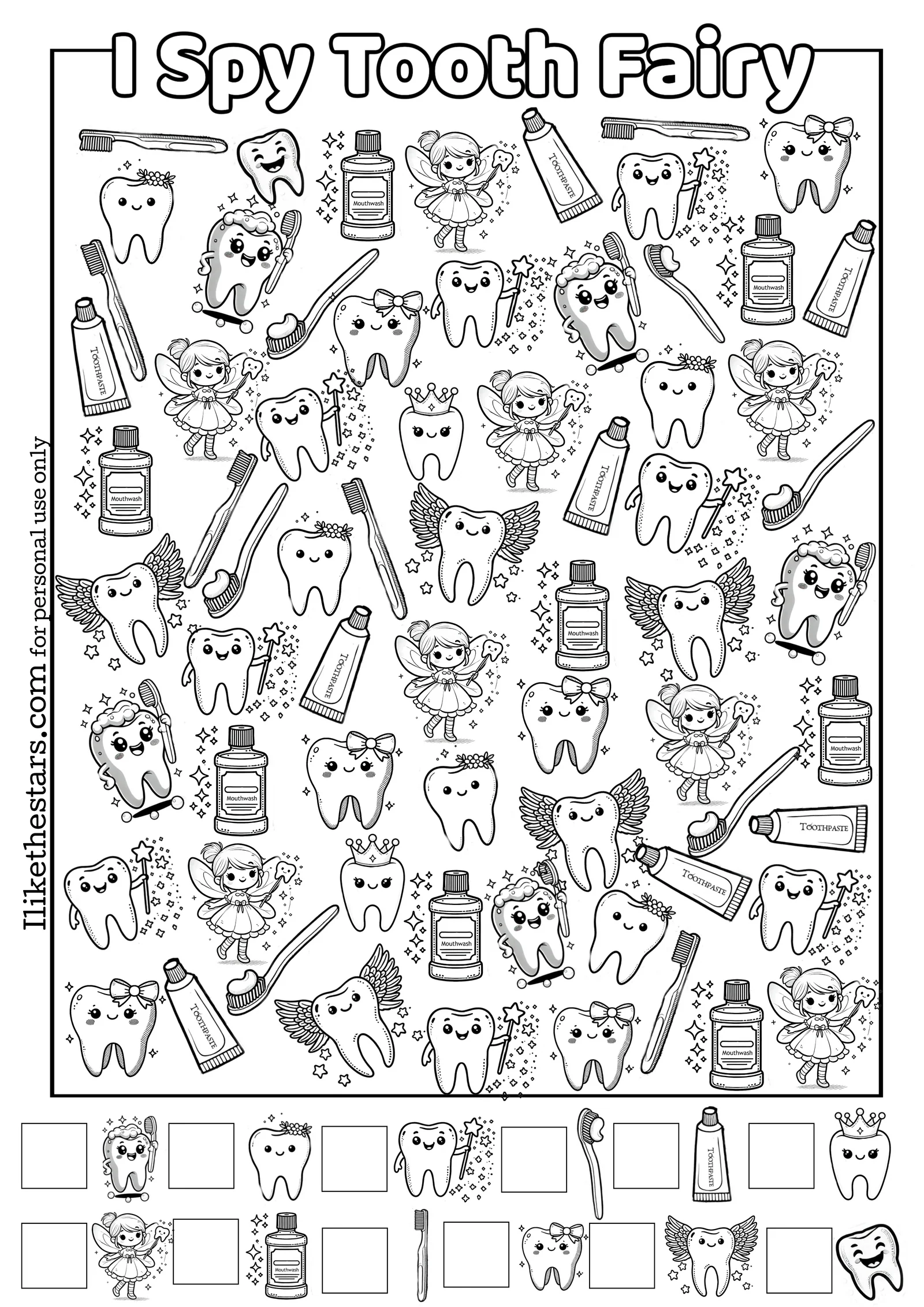 Free Printable Dental Care I Spy Game For Kids Fun Tooth Fairy Activ Like The Stars