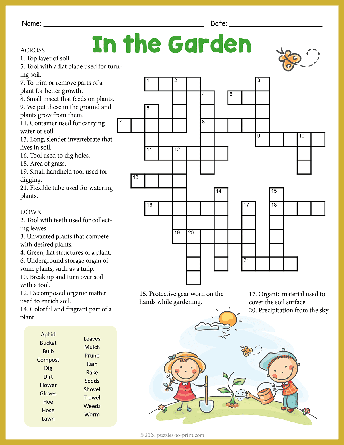 Free Printable Gardening Crossword