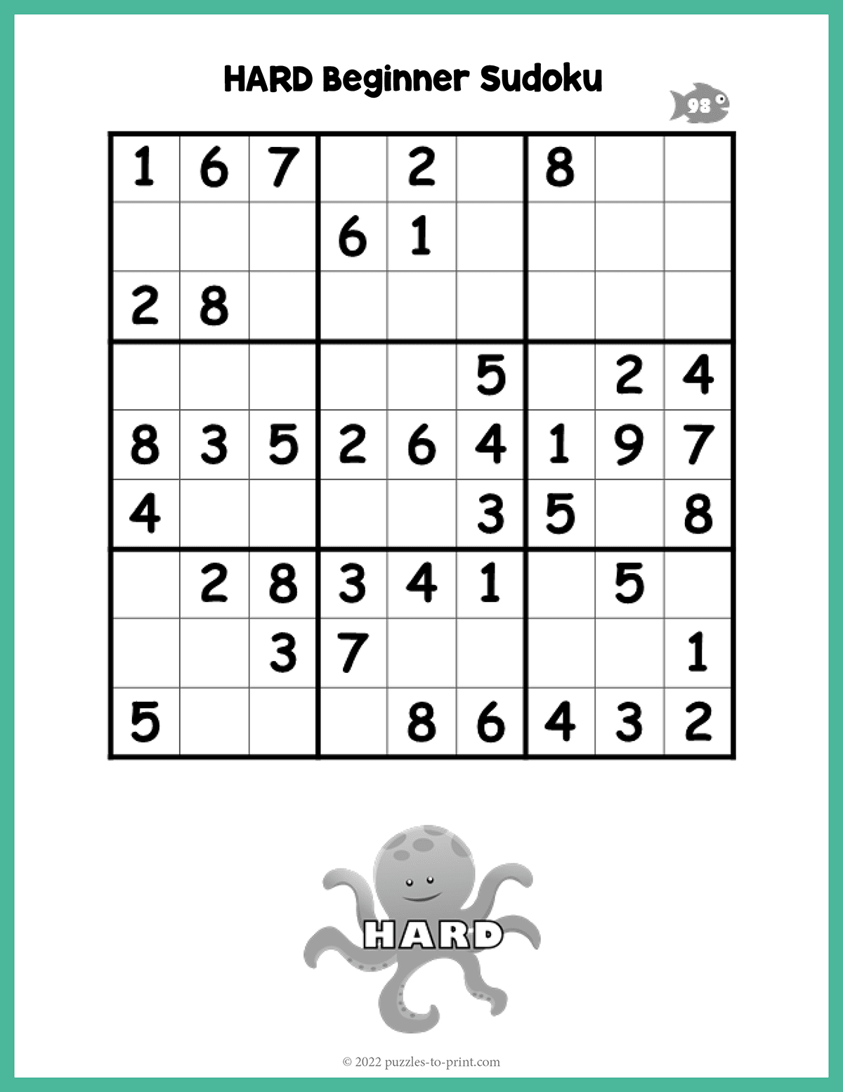 Free Printable Hard Beginner Sudoku Free Printable Hard Beginner Sudoku