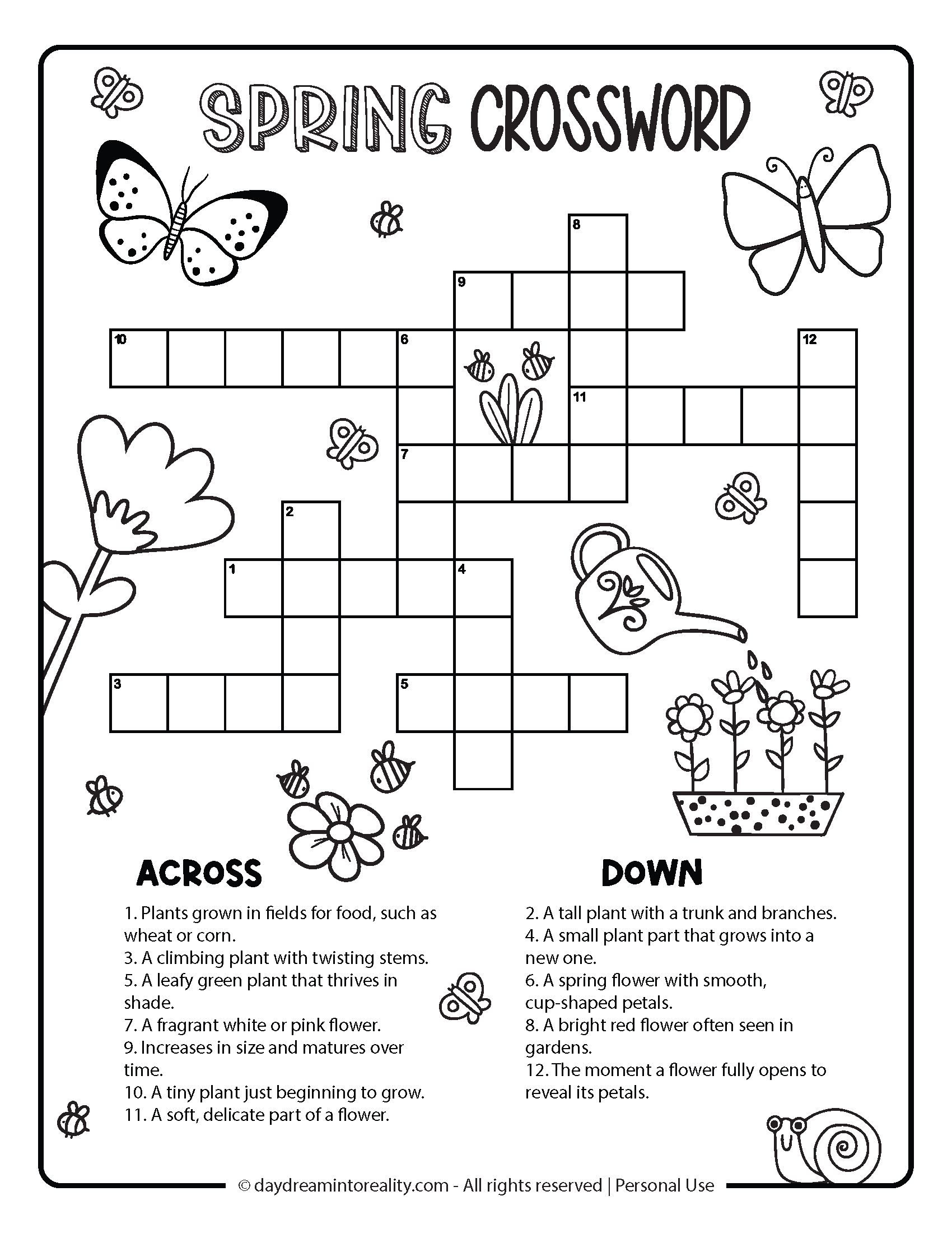 Free Spring Crossword PDF Printables Easy Medium Hard Advanced Daydream Into Reality Free Spring Crossword PDF Printables Easy Medium Hard Advanced Daydream Into Reality