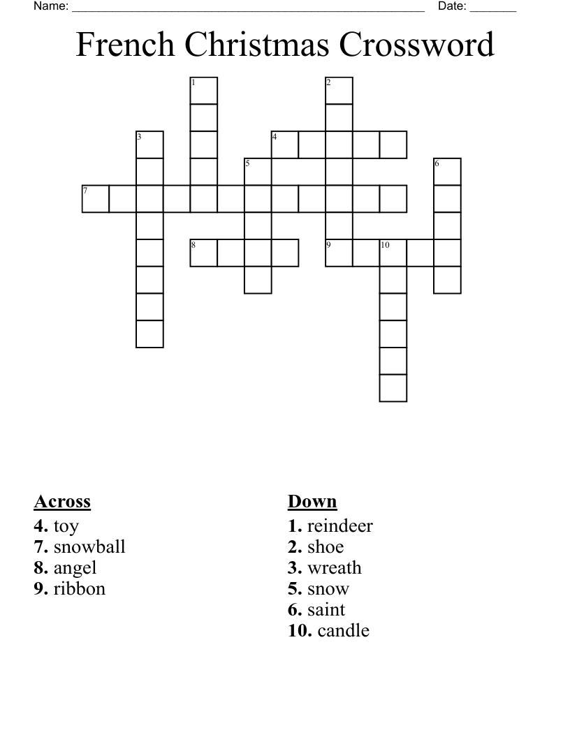 French Christmas Crossword WordMint