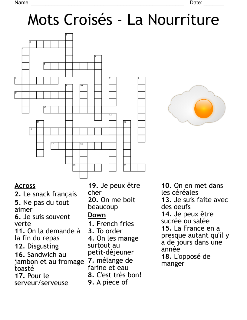 French To English Crossword Puzzle WordMint