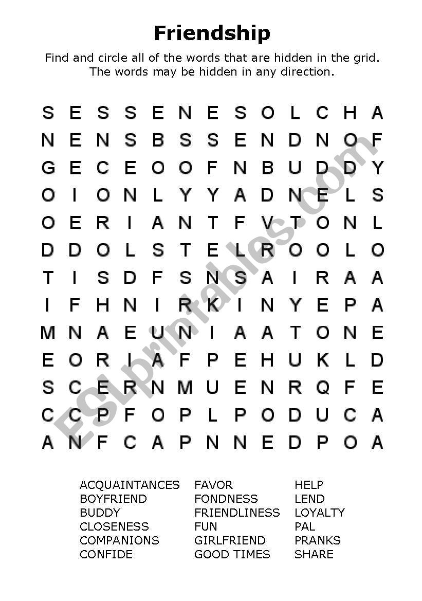 Friendship Puzzle ESL Worksheet By Johvultar