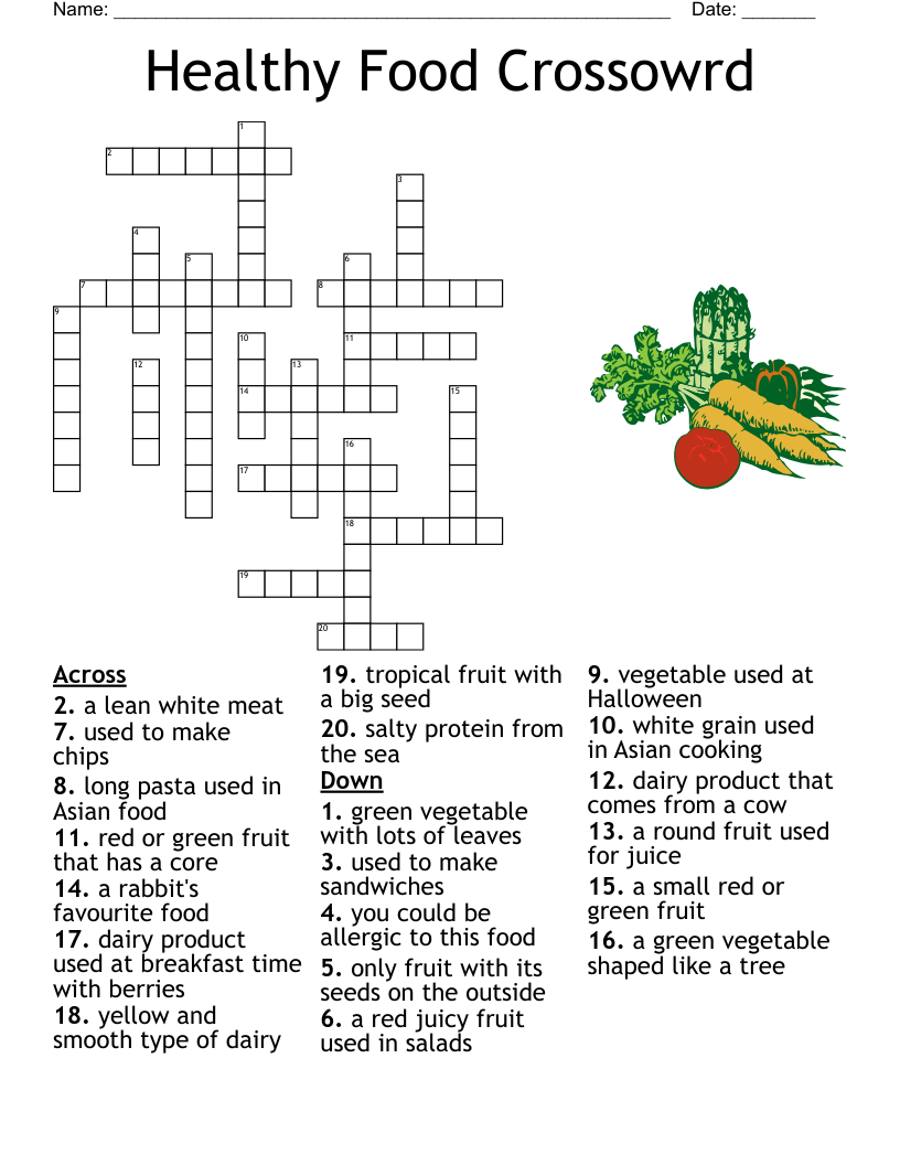 Fruit And Vegetables Crossword WordMint