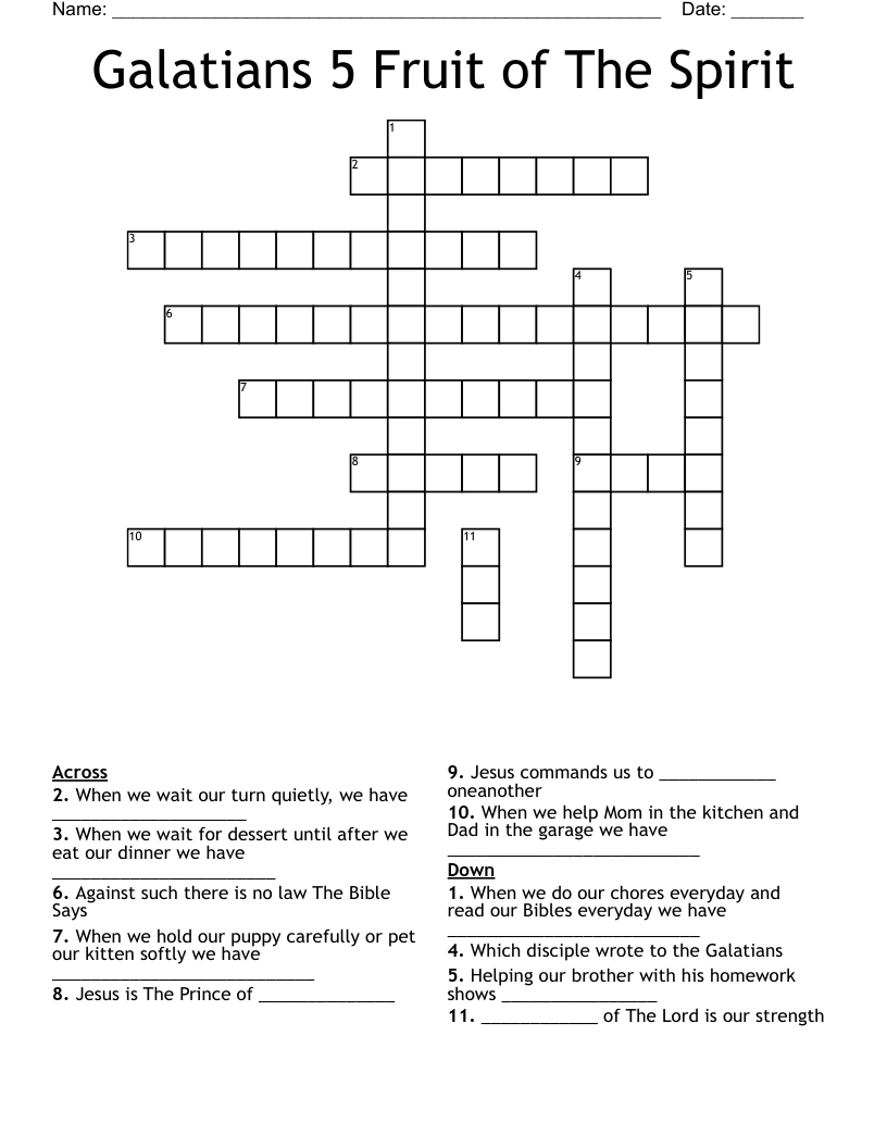 Galatians 5 Fruit Of The Spirit Crossword WordMint Galatians 5 Fruit Of The Spirit Crossword WordMint
