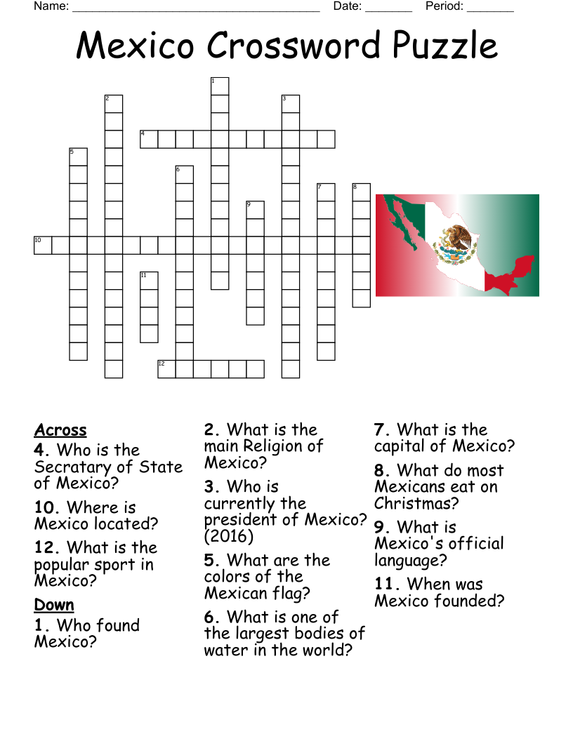 Geography Quiz Crossword WordMint