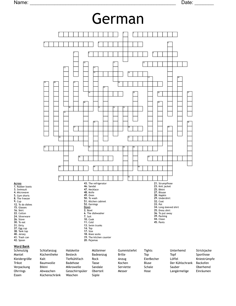 German Crossword WordMint